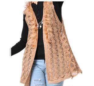 秋冬新風(fēng)尚 韓版中長(zhǎng)款無(wú)袖鏤空針織開(kāi)衫引領(lǐng)穿搭潮流